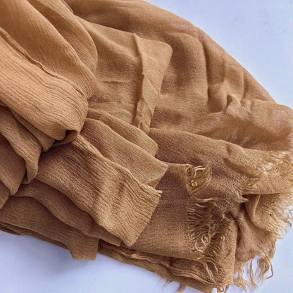 Soft Cotton-Viscose Tassel Hijab – 200x90cm Plain Headscarf (60 Colors)