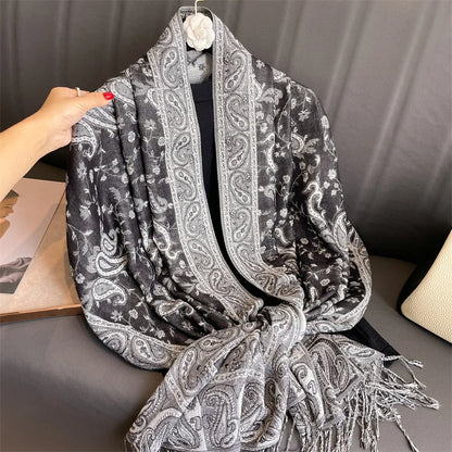 Women's Embroidered Pashmina Hijab Scarf – Soft Cashmere-Feel Shawl