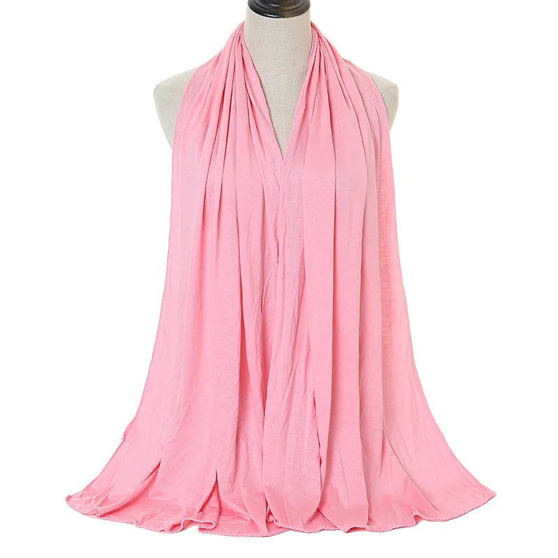 Jersey Hijab Scarf - 170x60cm Solid Color Stretch Polyester Shawl