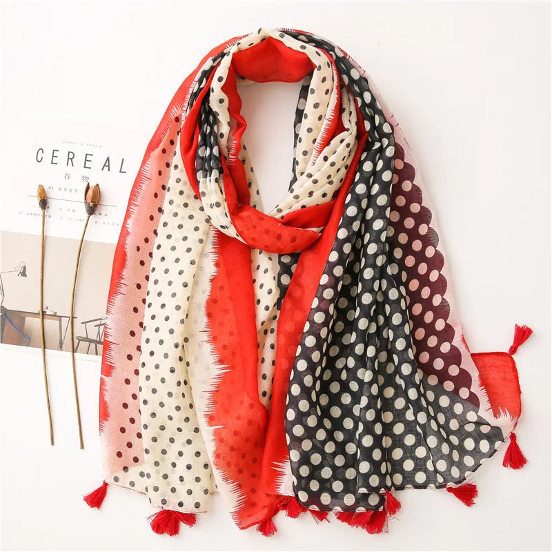 Large Printed Tassel Scarf & Shawl – Cotton Blend Hijab, Beach Wrap & Stole for Women (43 Colors)