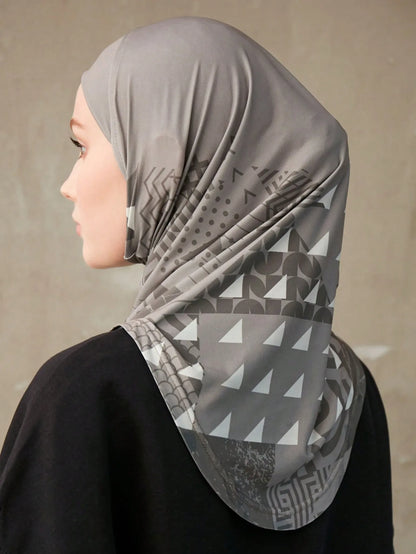 Geometric Print Inner Hijab – Stretch Instant Turban