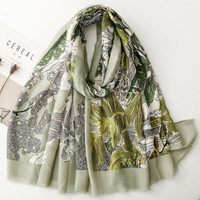 Printed Tassel Hijab Scarf & Shawl for Women | 88×180cm Bohemian Wrap | 60 Designs