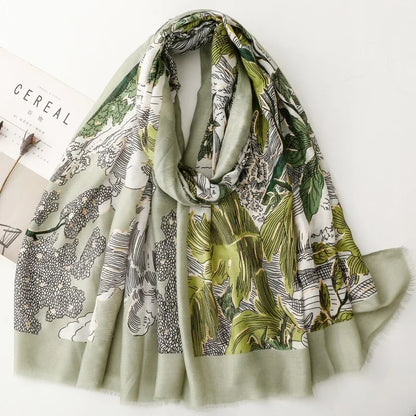 Printed Tassel Hijab Scarf & Shawl for Women | 88×180cm Bohemian Wrap | 60 Designs