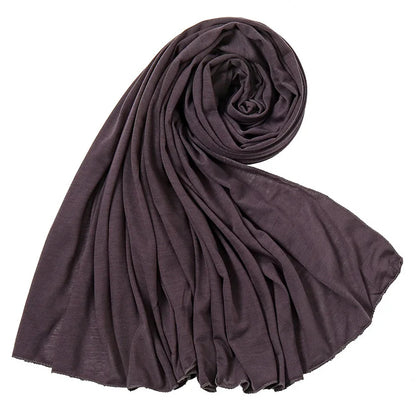 Women's Plain Cotton Jersey Hijab Scarf – Long Soft Shawl, 39 Colors