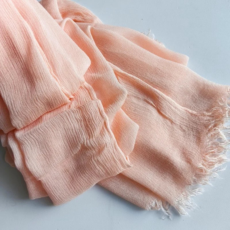 Soft Cotton-Viscose Tassel Hijab – 200x90cm Plain Headscarf (60 Colors)