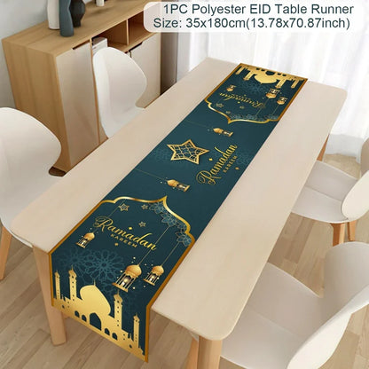 Ramadan Table Runner - Eid Mubarak Cloth Decoration 180x35cm