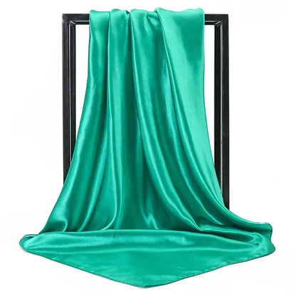 Satin Silk Square Hijab Scarf for Women | 90×90cm Shiny Solid Wrap | 32 Colors