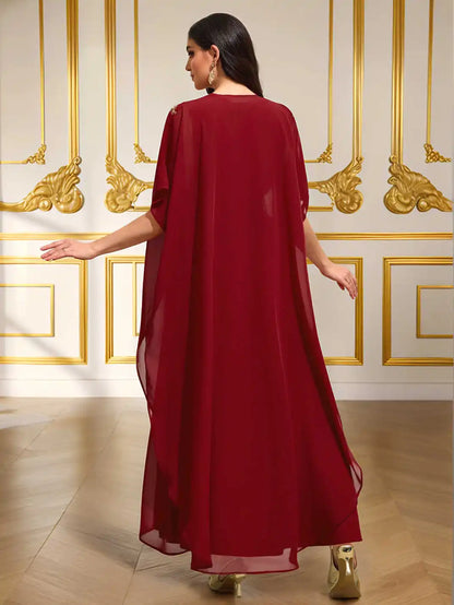 Embroidered Abaya Kaftan - Chiffon Maxi Dress