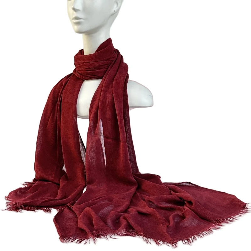 Soft Cotton-Viscose Tassel Hijab – 200x90cm Plain Headscarf (60 Colors)