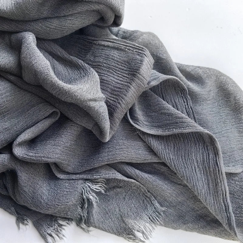 Soft Cotton-Viscose Tassel Hijab – 200x90cm Plain Headscarf (60 Colors)