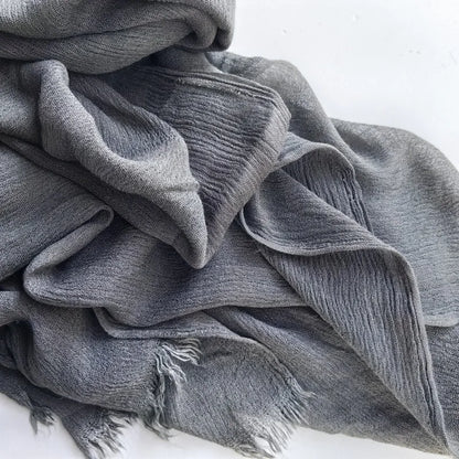 Soft Cotton-Viscose Tassel Hijab – 200x90cm Plain Headscarf (60 Colors)