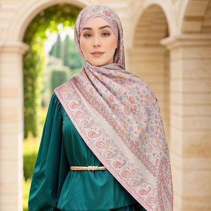 Women's Jacquard Tassel Hijab Scarf – Floral Pashmina Shawl