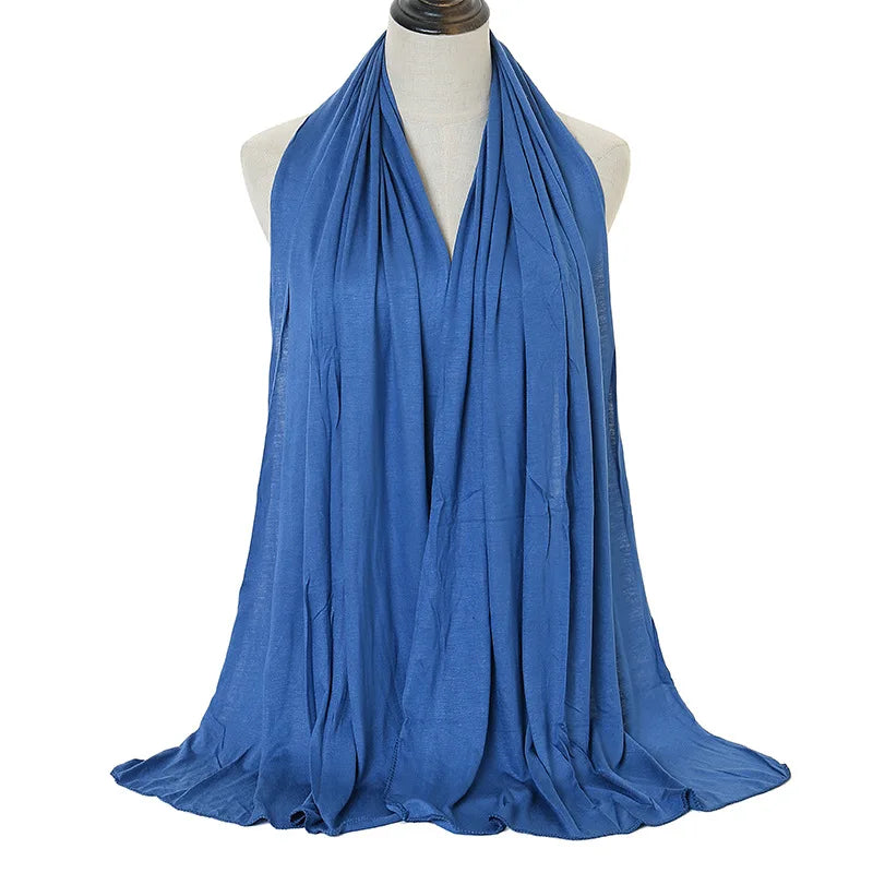 Jersey Hijab Scarf - 170x60cm Solid Color Stretch Polyester Shawl