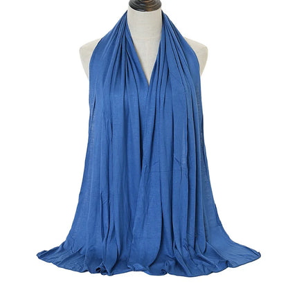 Jersey Hijab Scarf - 170x60cm Solid Color Stretch Polyester Shawl