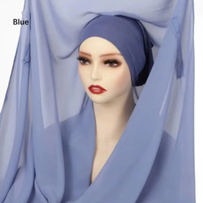 Instant Hijab with Magnetic Buckle – Solid-Color Scarf