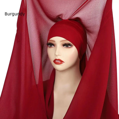 Instant Hijab with Magnetic Buckle – Solid-Color Scarf