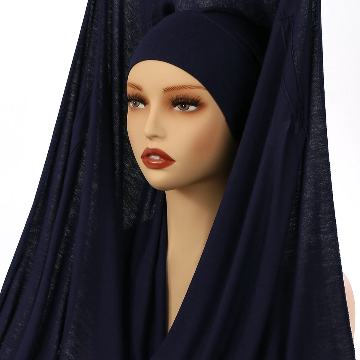 Instant Hijab with Magnetic Buckle – Solid-Color Scarf