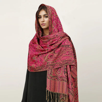 Women's Embroidered Pashmina Hijab Scarf – Soft Cashmere-Feel Shawl