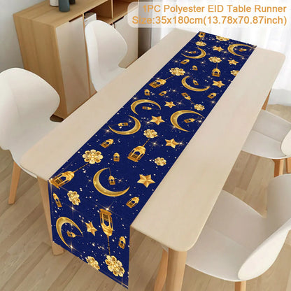 Ramadan Table Runner - Eid Mubarak Cloth Decoration 180x35cm