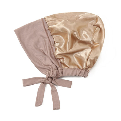 Satin Hijab Undercap with Tie | Double Layer Inner Cap Bonnet for Women | 15 Colors