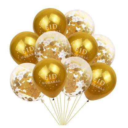 Eid Mubarak Balloon Pack – Latex Ramadan & Eid Party Decorations for Home | 10 Pieces | 8 Assortments