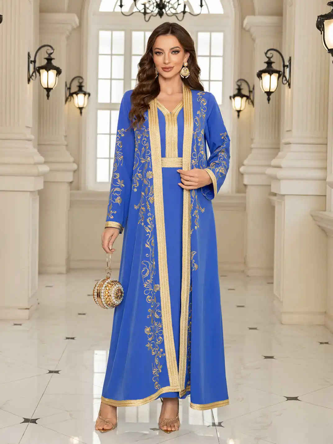 Luxury Abaya Muslim Dress Set | Modest Eid & Party Occasion Wear