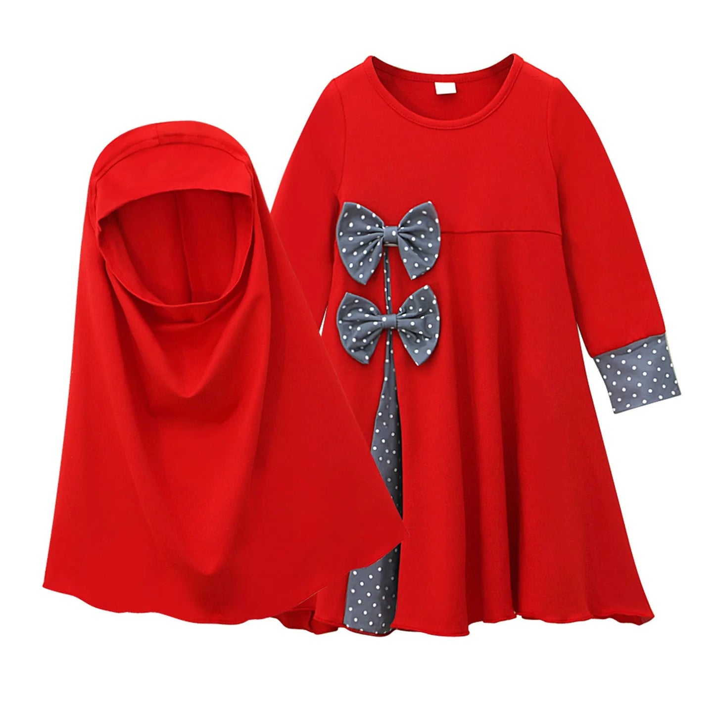 Girls Muslim Abaya with Hijab Set – Full Length Maxi Robe for Eid & Ramadan | 12M–14Y
