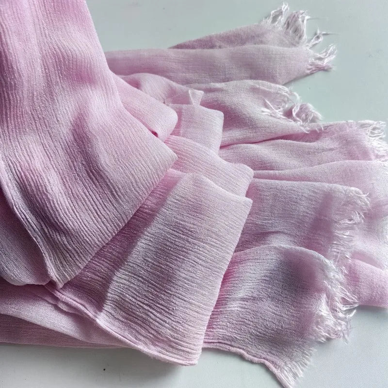 Soft Cotton-Viscose Tassel Hijab – 200x90cm Plain Headscarf (60 Colors)