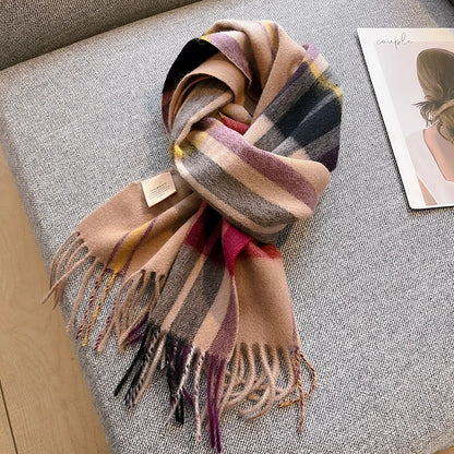 100% Wool Plaid Winter Scarf & Shawl – Long Warm Wrap & Hijab for Women (47 Colors)