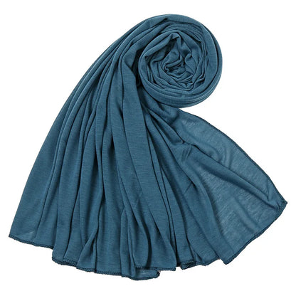 Women's Plain Cotton Jersey Hijab Scarf – Long Soft Shawl, 39 Colors
