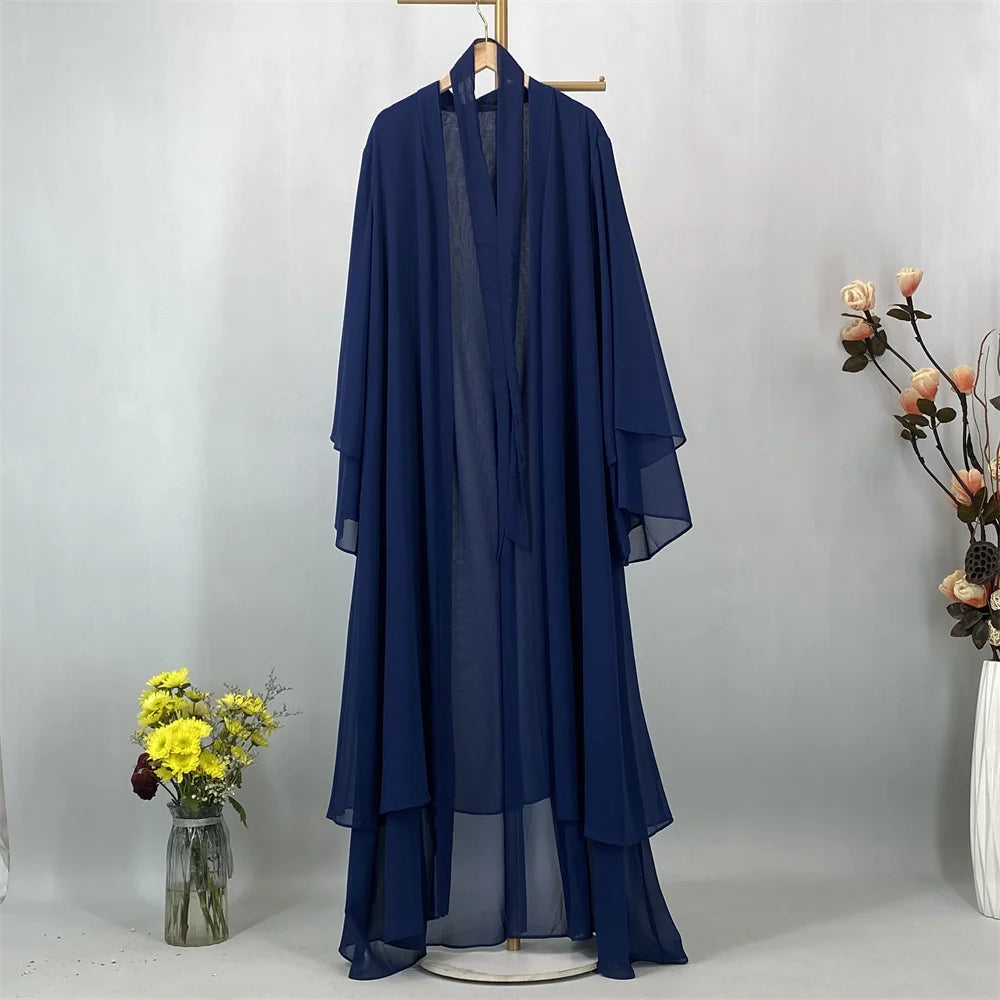 Women's Chiffon Open Abaya – Lightweight Modest Robe with Sash