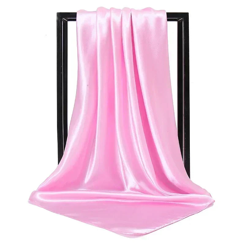Satin Silk Square Hijab Scarf for Women | 90×90cm Shiny Solid Wrap | 32 Colors