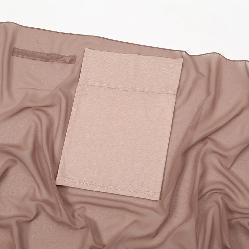 Magnetic Chiffon Hijab with Built-In Magnets & Undercap – Solid Color Easy Wear (18 Colors)