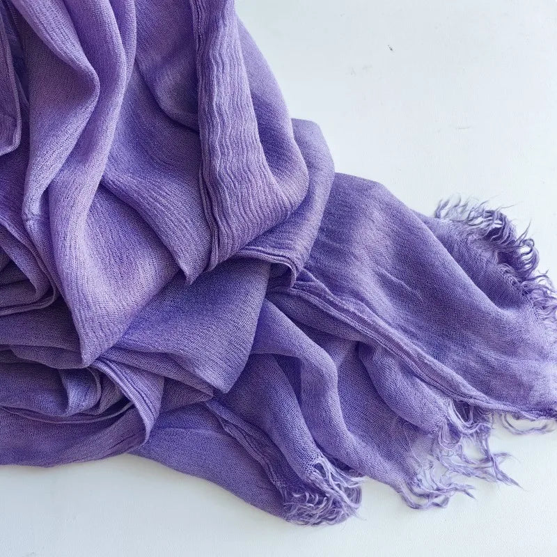 Soft Cotton-Viscose Tassel Hijab – 200x90cm Plain Headscarf (60 Colors)