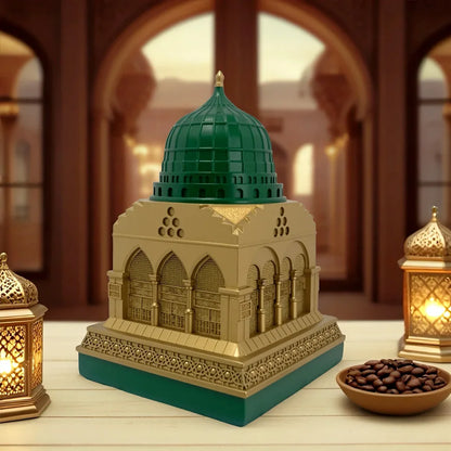 Green & Gold Mosque Replica – Islamic Architectural Decor Ornament