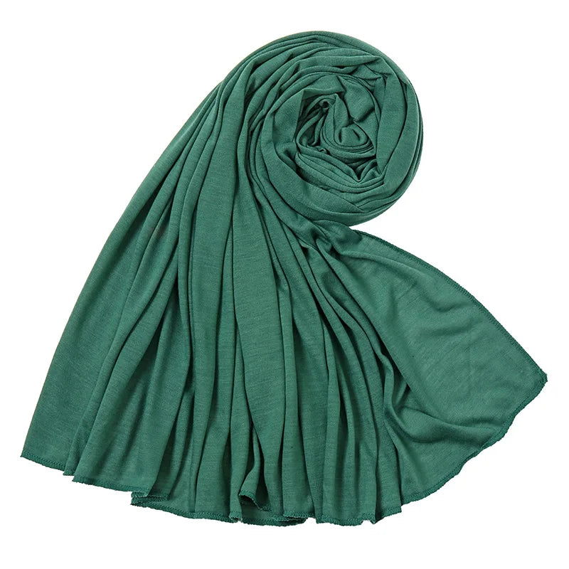 Women's Plain Cotton Jersey Hijab Scarf – Long Soft Shawl, 39 Colors