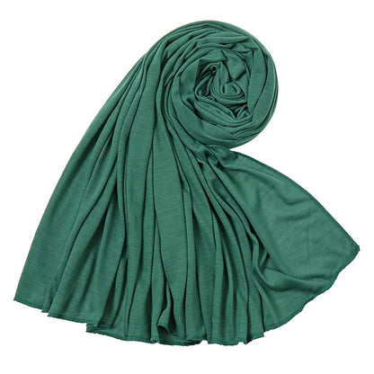 Women's Plain Cotton Jersey Hijab Scarf – Long Soft Shawl, 39 Colors