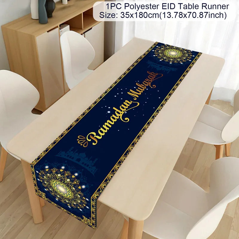 Ramadan Table Runner - Eid Mubarak Cloth Decoration 180x35cm