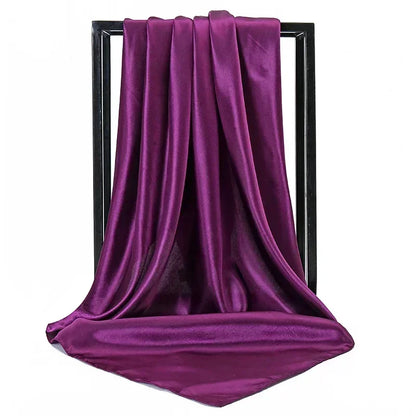 Satin Silk Square Hijab Scarf for Women | 90×90cm Shiny Solid Wrap | 32 Colors