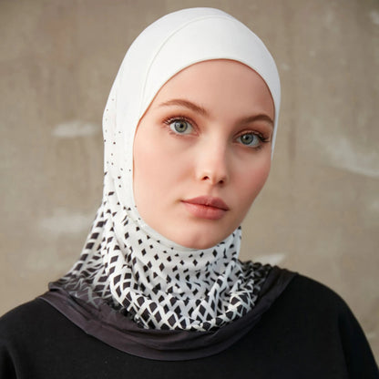 Geometric Print Inner Hijab – Stretch Instant Turban