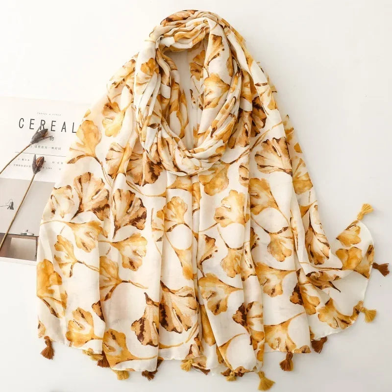 Printed Tassel Hijab Scarf & Shawl for Women | 88×180cm Bohemian Wrap | 60 Designs