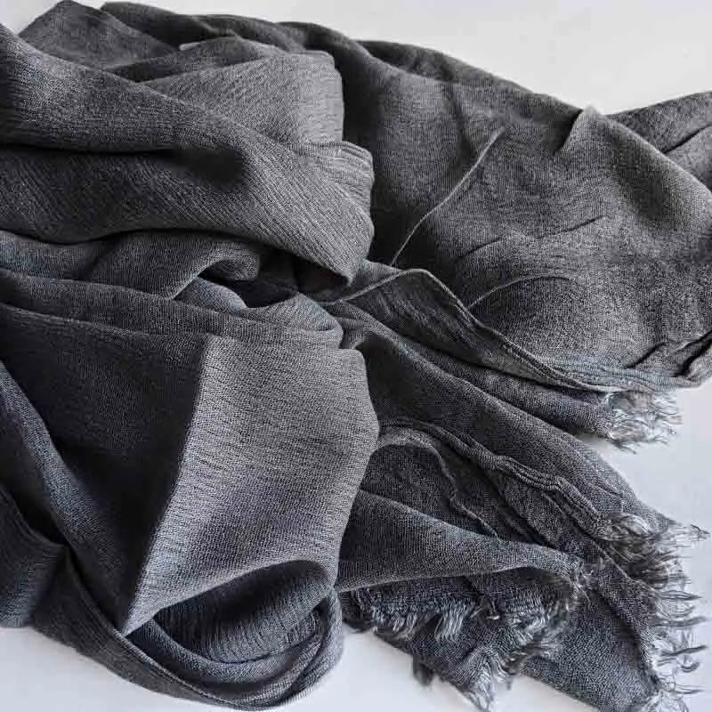 Soft Cotton-Viscose Tassel Hijab – 200x90cm Plain Headscarf (60 Colors)