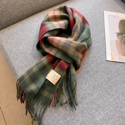 100% Wool Plaid Winter Scarf & Shawl – Long Warm Wrap & Hijab for Women (47 Colors)