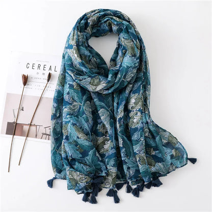 Large Printed Tassel Scarf & Shawl – Cotton Blend Hijab, Beach Wrap & Stole for Women (43 Colors)