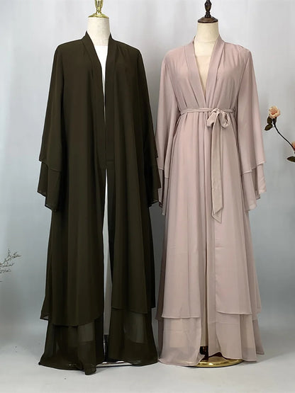 Women's Chiffon Open Abaya – Lightweight Modest Robe with Sash