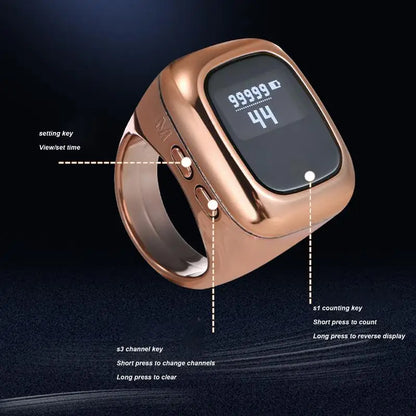 Smart Digital Prayer Counter Ring – Zikr & Tasbih Finger Counter with Time Display | S, M & L