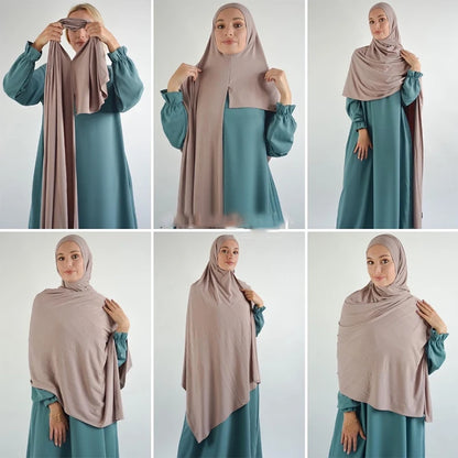 Jersey Instant Hijab – Plain Scarf, 180 × 70 cm