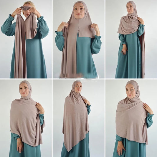 Jersey Instant Hijab – Plain Scarf, 180 × 70 cm