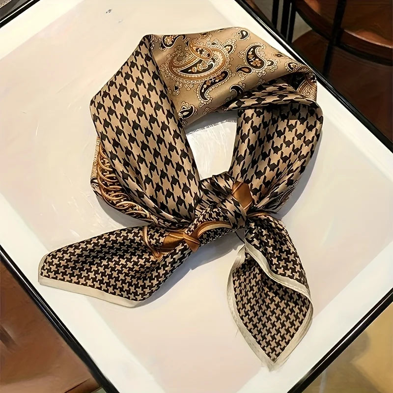 Paisley Print Square Silk-Feel Scarf – Lightweight Neck & Head Wrap for Women (32 Colors)