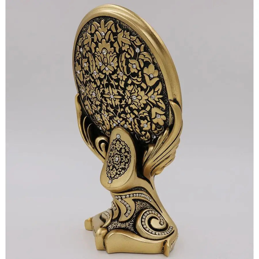 Oval Ayatul Kursi Showpiece – Rhinestone Arabic Calligraphy Islamic Table Decor | 8in
